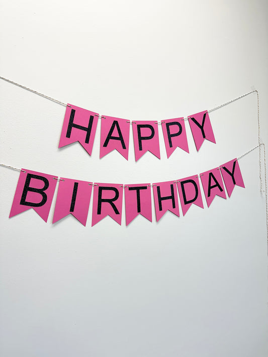 Pink and Black Birthday Banner